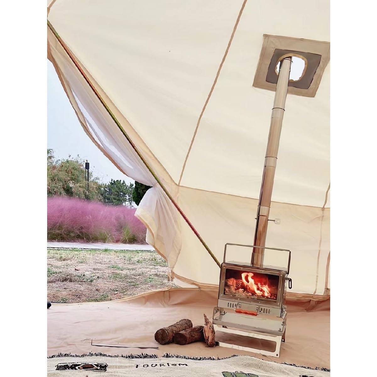 Tenda Oxford di diametro di cinque metri, grande capacità, campeggio, gite in famiglia, per attività all'aria aperta, per il tempo libero, impermeabile, con 2 aperture di ventilazione, confortevole