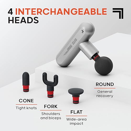 Miniatura 21 de Sharper Image Pistola de masaje de percusión, Powerboost Move, ligera y portátil, 4 accesorios, 4 velocidades, masajeador de espalda y hombros