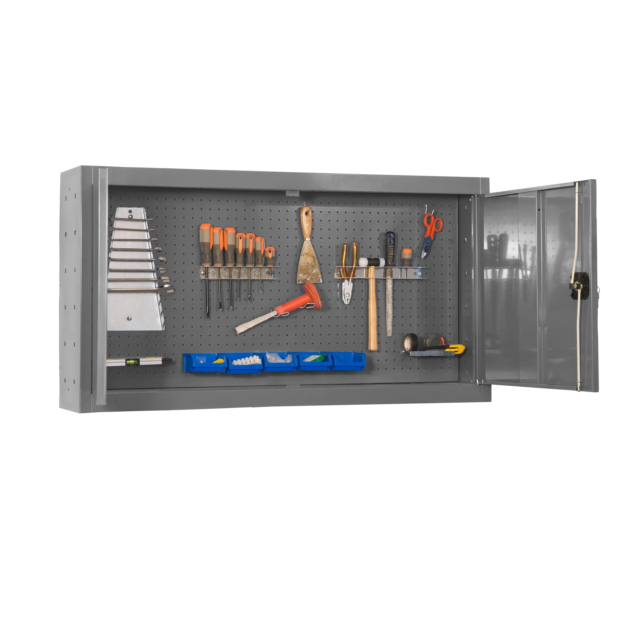 SimonRack Armario Metálico para Herramientas 550x900x275 mm - Cabinet Tool | Panel Perforado, Cerradura, Incluye 2 Llaves, Gris, Pintura anticorrosión