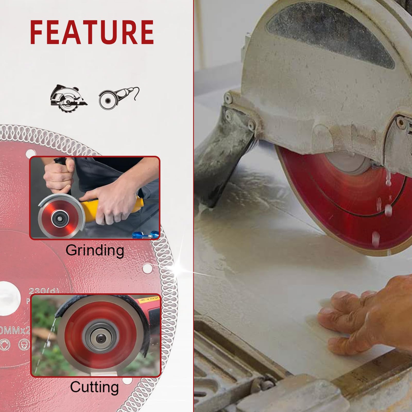 230mm Diamond Cutting Disc Super Thin, Professional 9 Inch Tile Saw Blade for Porcelain Ceramic, Granite, Marble - Image 4