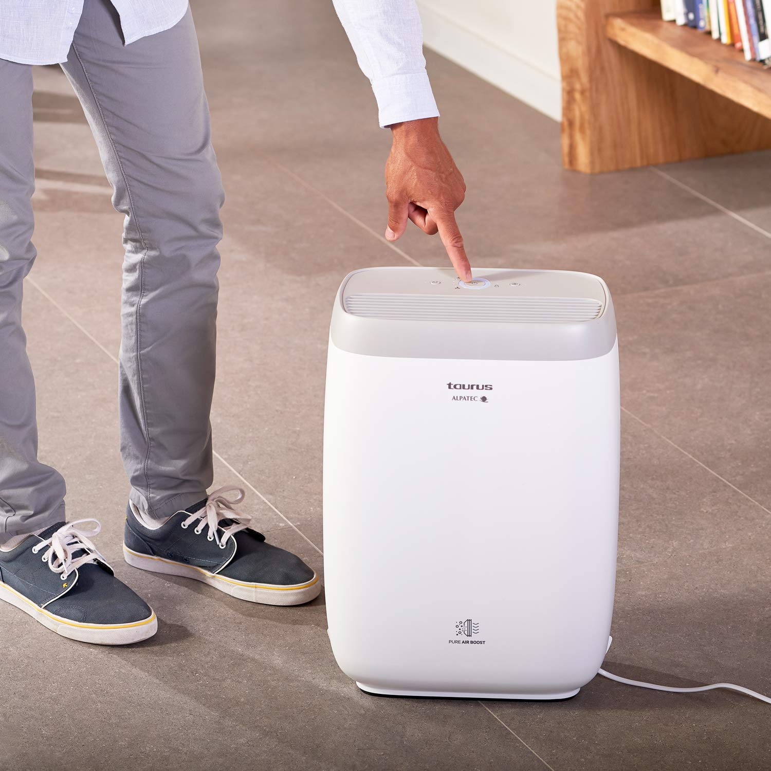 Taurus AP2040 Purificador de aire Hogar Oficina, Air Purifier con sensor nivel contaminación, Filtración Triple, EPA, carbón activo, 18/8 Stainless Steel