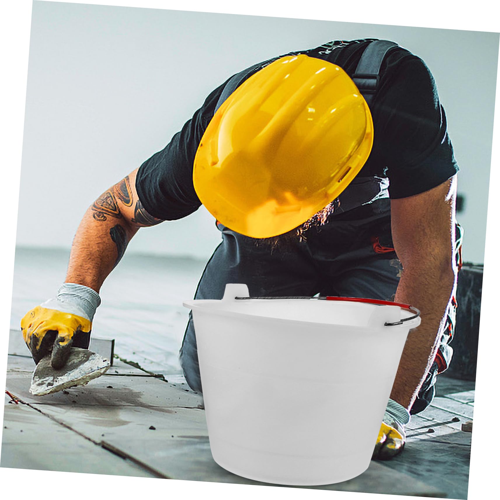 Angoily Secchiello Plastica Per Cemento Portatile Secchiello Vuoto Per Calcestruzzo Con Maniglia Per Cantieri e Uso Domestico