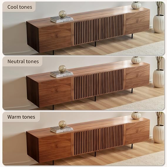 Walnut Long TV Unit Stand for Living Room 65-100 Inch TVs 240cm