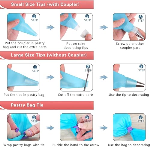 Miniatura 4 de iNeibo Juego de 39 bolsas de tuberías y puntas para decoración de pasteles, 39 piezas de herramientas de acero inoxidable para hornear, juego de