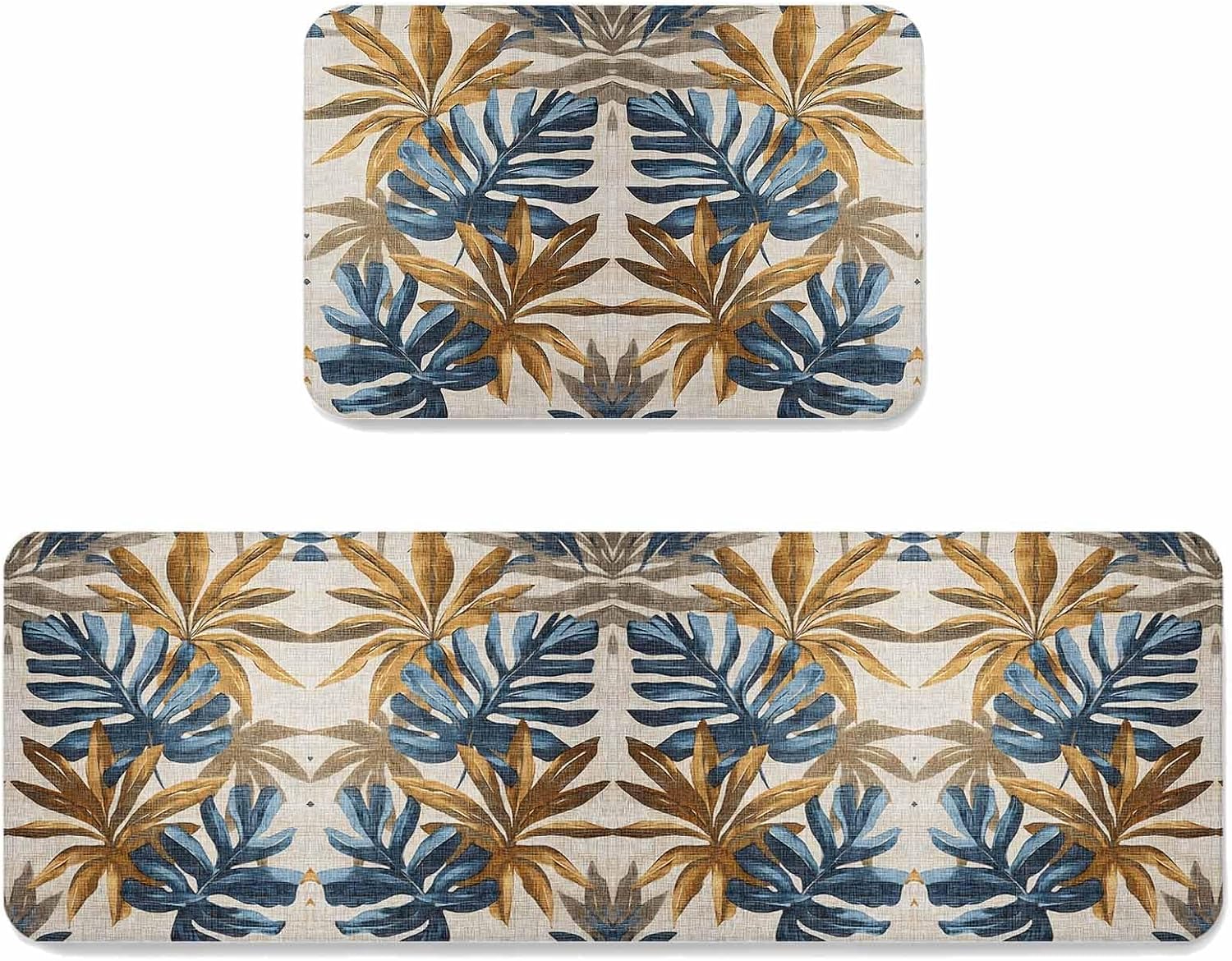 Prime Leader Summer Pink Beach Kitchen Mat Set 2 Pieces Dreamy Ocean Blue Surfboards Beach Chair Starfish Non Slip Kitchen Rugs Washable Runner Rug Mats for Sink Laundry (19.7" x 31.5"+19.7" x 47.2")