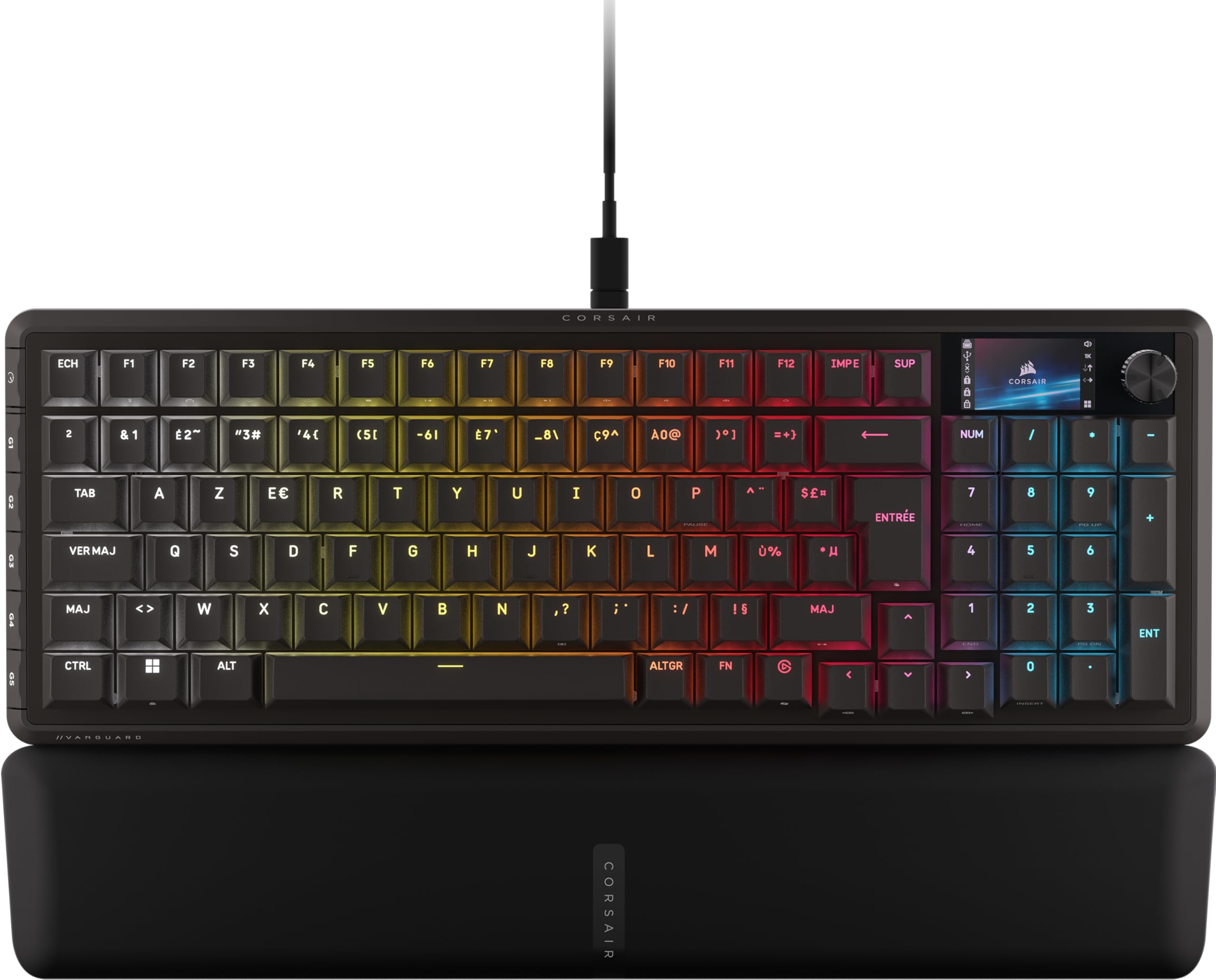 CORSAIR VANGUARD PRO 96 Hall Effect Clavier de Jeu Magnétique Mécanique Filaire – 96%, MGX Hyperdrive Commutateurs, Interrogation 8 000 Hz, Rapid Trigger, Stream Deck Virtuel, SOCD Flashtap, AZERTY FR