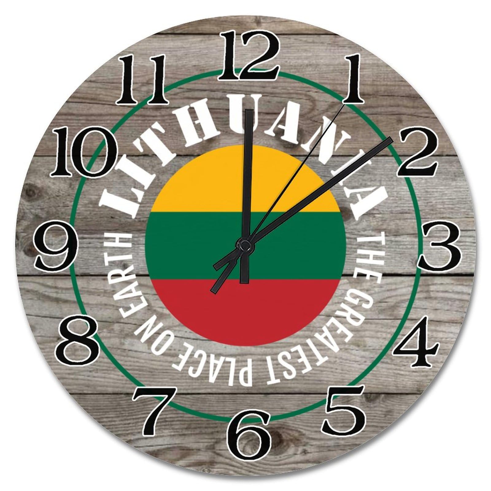 Horloge murale Lituanie ronde 25,4 cm cuisine et salon style rustique à pile