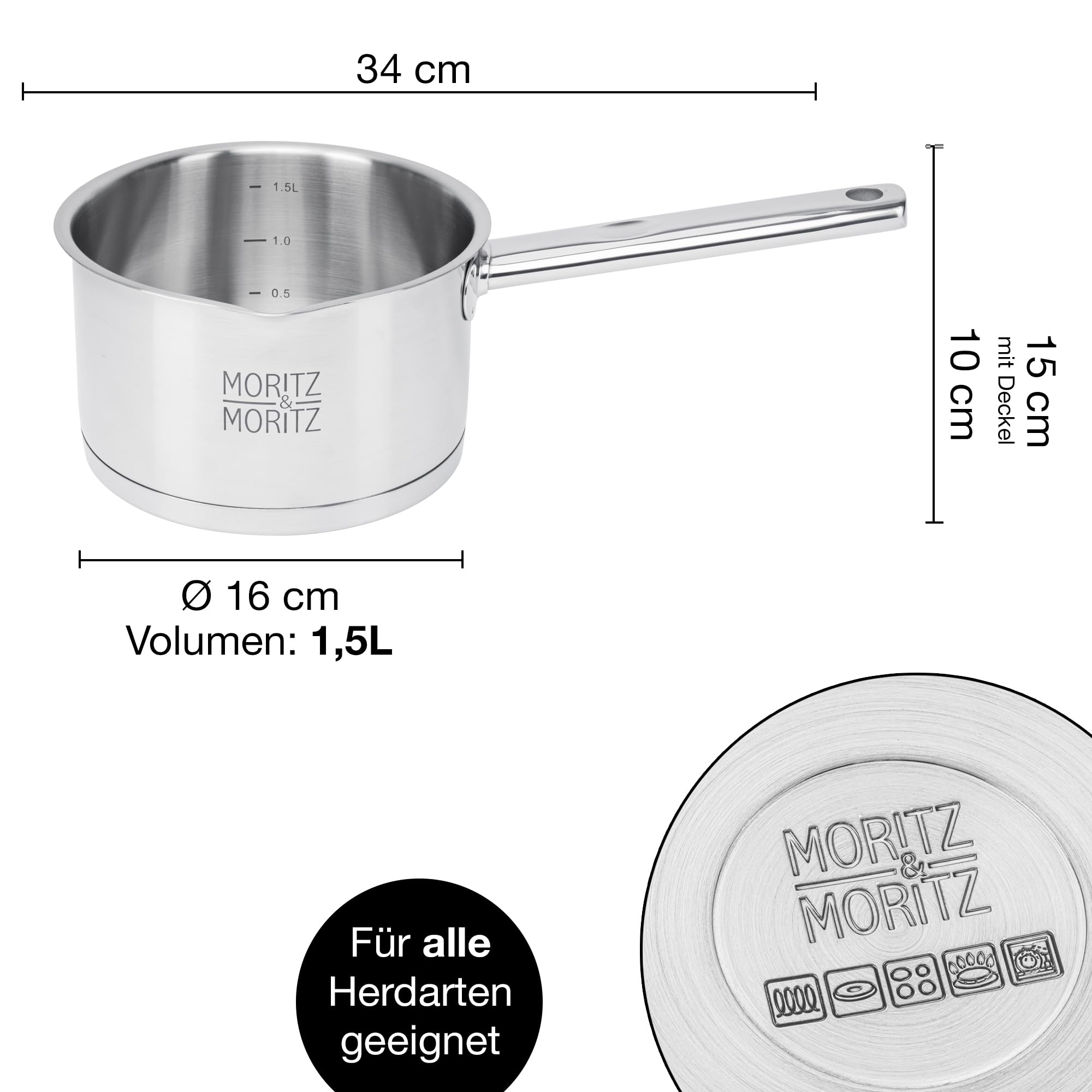 Casserole à Pâtes Moritz & Moritz 20 Cm - Avec Passoire Intégrée | 5 Litres | Acier Inoxydable | Pour Tous Feux