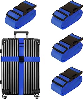 Luggage Straps for Suitcases TSA Approved Travel Belt 8 Pack by Chelmon (Blue)
