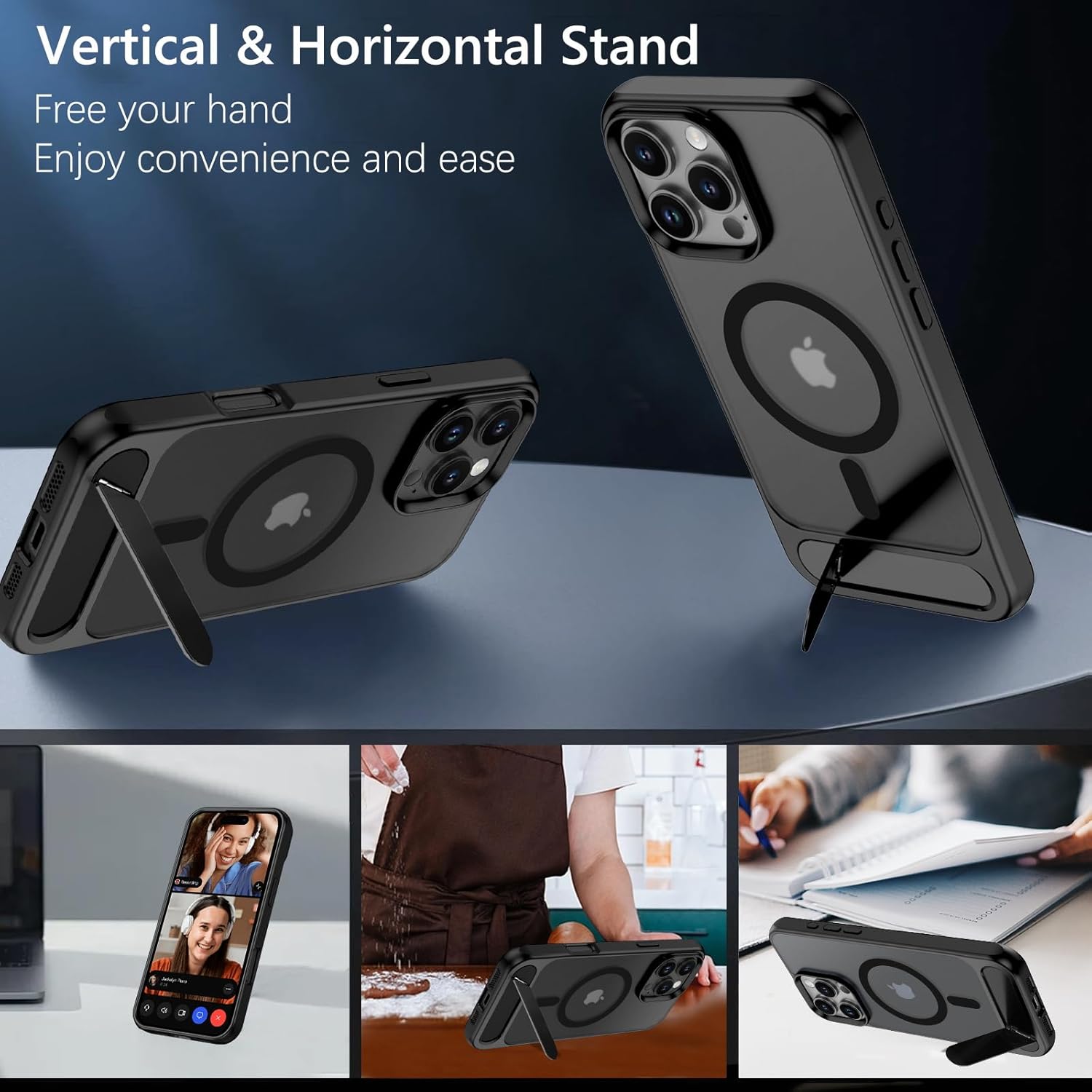 VENINGO for iPhone 16 Pro Case, for iPhone 16 Pro Phone Case Compatible with Mag Safe Invisible Stand Matte Translucent Shockproof 360 Protective Magnetic Slim Case for iPhone 16 Pro, Black 8 71EB0mpgqpL. AC SL1500