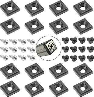 Rrina 12Pcs Zinc Alloy 2020 Series European Standard Aluminum Profile End Cap T-Slot Aluminum Profile Accessories Black
