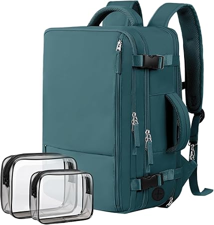 Hanples Extra Large Travel Backpack for Women as Person Item Flight Approved, 40L Carry On Backpack, 17 Inch Laptop Backpack, Waterproof Backpack, Hiking Backpack, Casual Bag(Peacock Blue)
