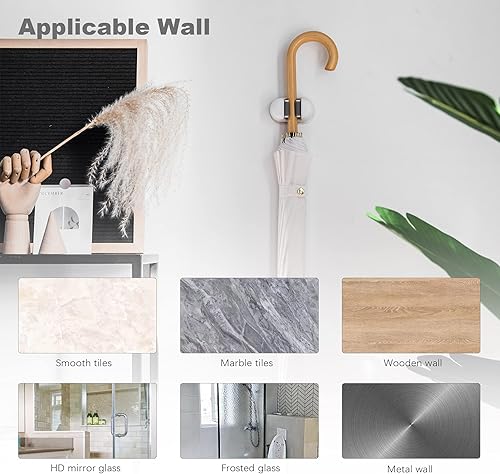 Miniatura 5 de BEZOX Soporte para escoba, 3 piezas de soporte de pared para fregona, autoadhesivo, suministros de limpieza, soportes para colgar para baño, cocina,