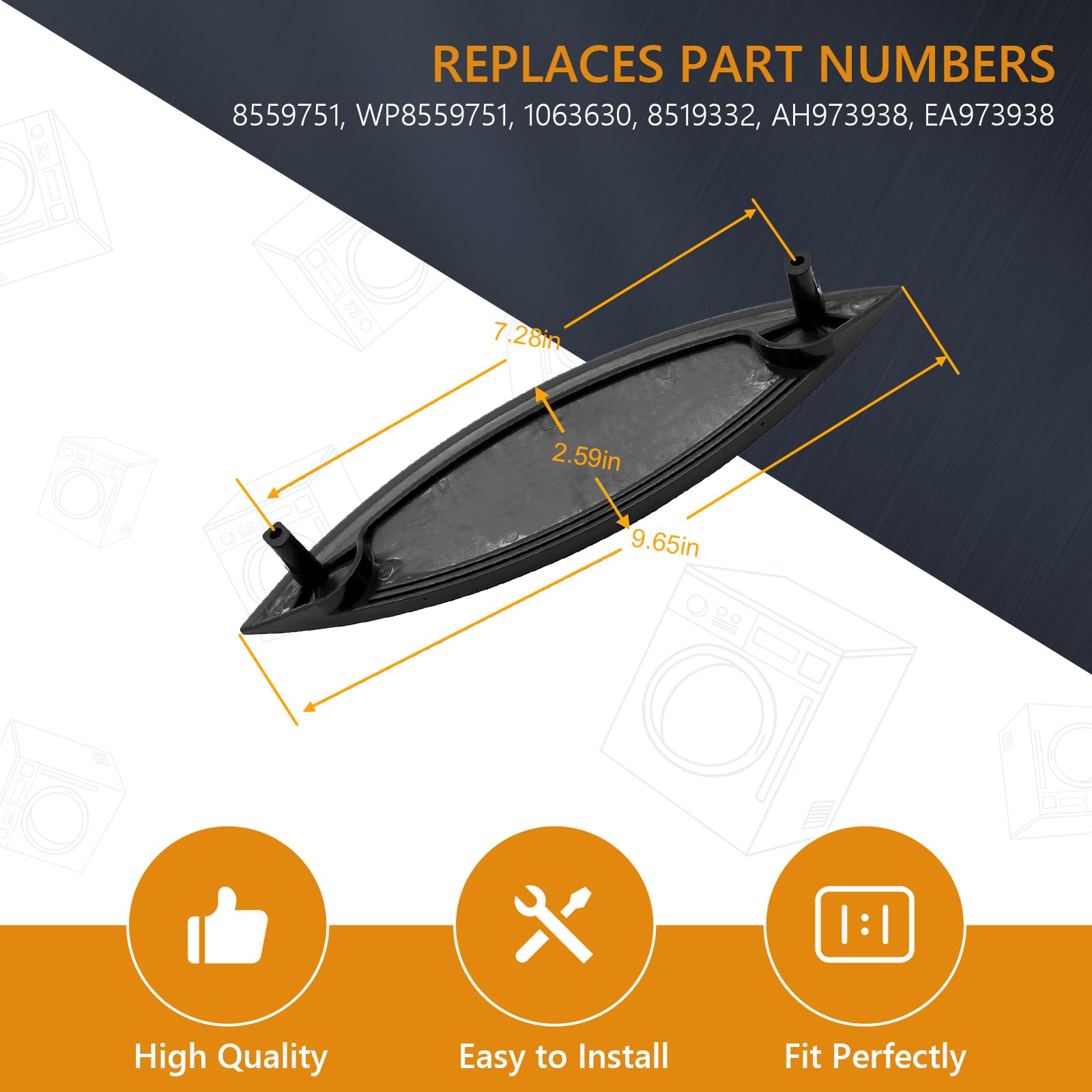 Dryer Door Handle Replacement - Compatible With Whirlpool & Kenmore Dryers (Replaces 1063630)