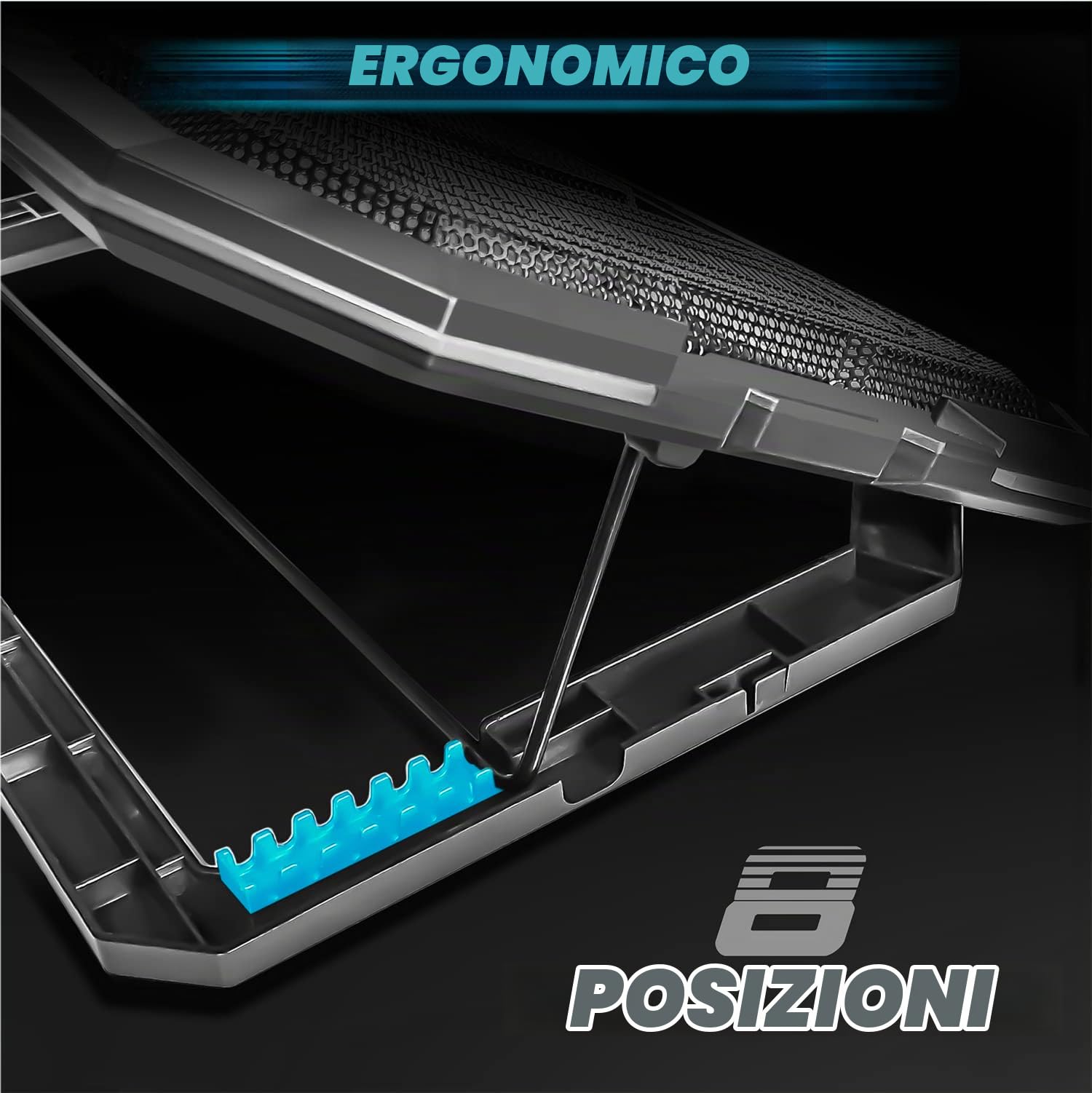 SPIRIT OF GAMER, Raffreddamento PC Portatile da 10" a 17", 6 Ventole Silenziose, Compatibile PS5, PS4, Xbox e PC, Supporto per Laptop Ventilato, Base di Raffreddamento PC Portatile Retroilluminata RGB