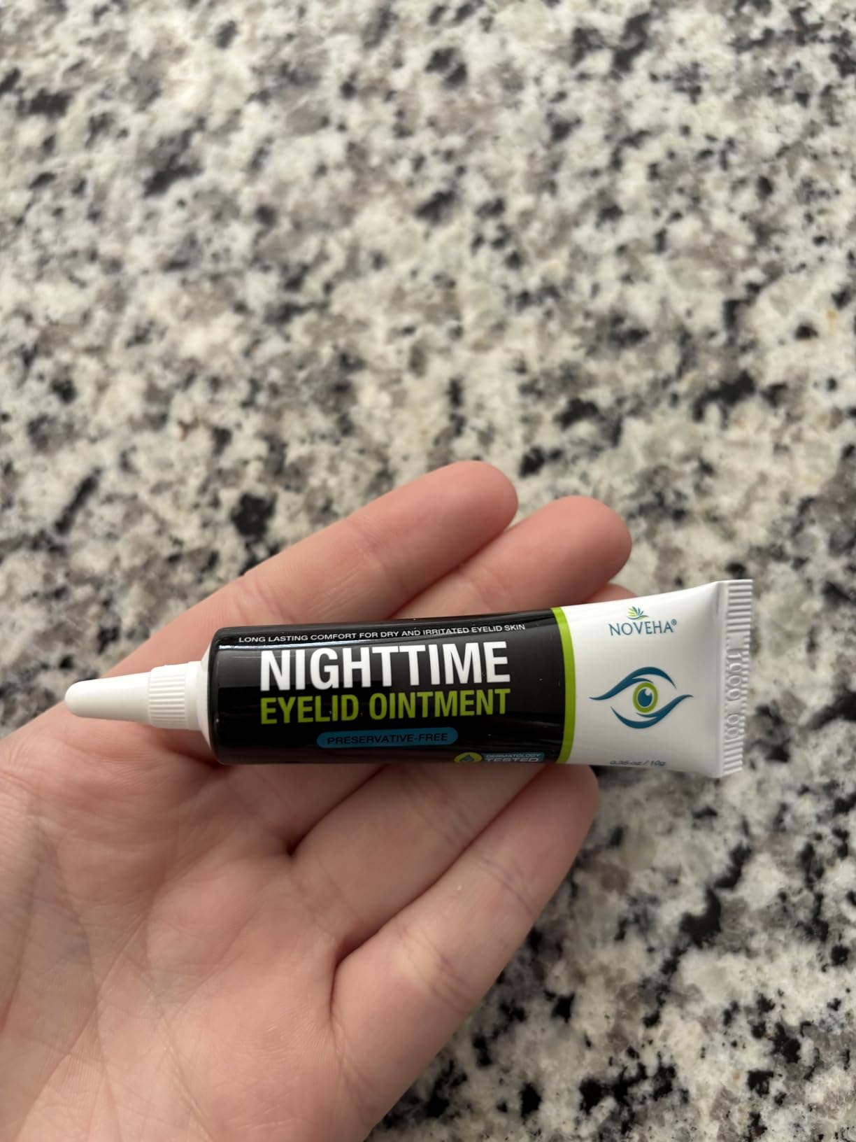 NOVEHA NIGHTTIME Eyelid Ointment Night Gel For Dry Eyelid Relief | Long Lasting Moisturizer Preservative Free | Moisturizing Upper Eyelid Cream for Night, External Use Only | 0.35 Oz / 10 gr