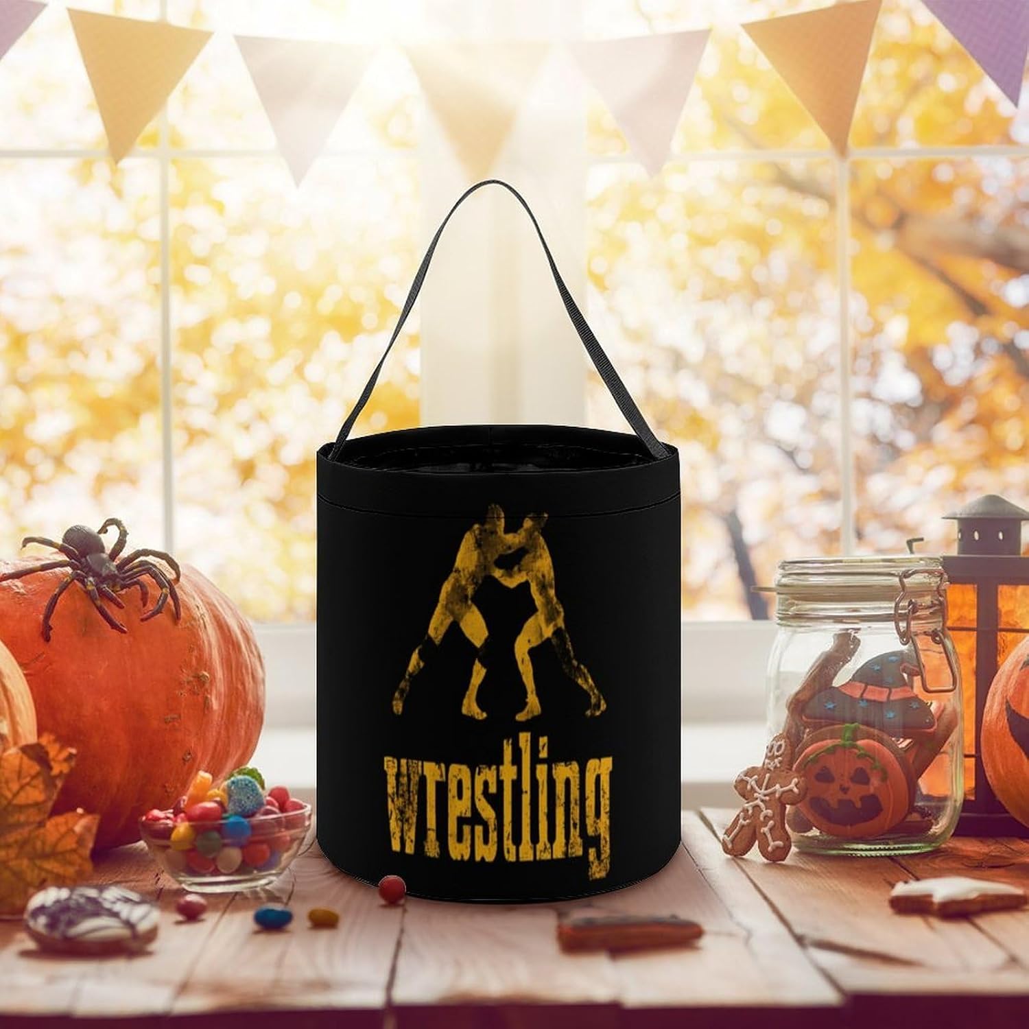 Wrestling Halloween Treat Bag Reusable Candy Basket Tote Goody Bags Gift Party