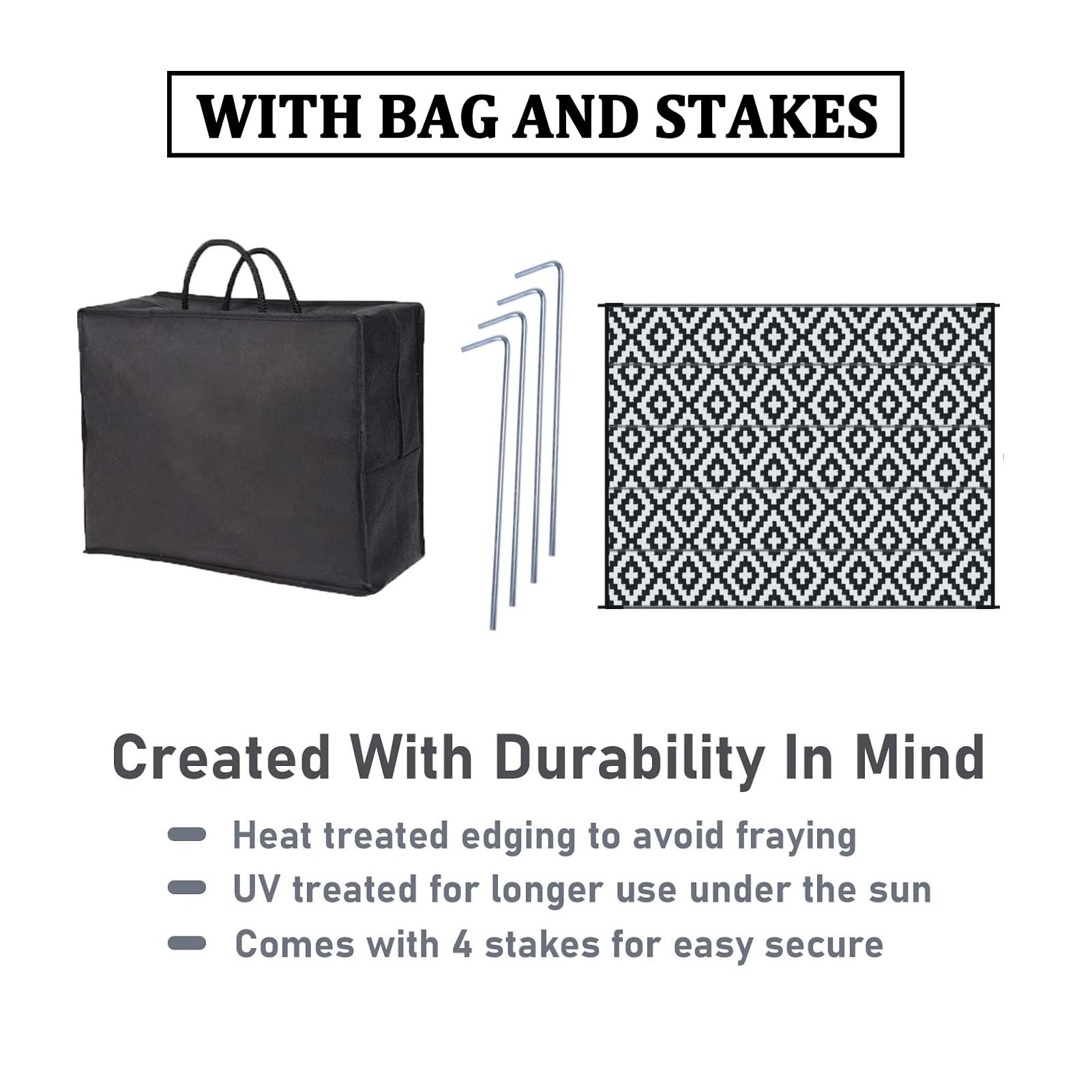 Tappeto impermeabile for esterni, tappeto da giardino, tappeti pieghevoli e portatili con borsa portaoggetti, tappeto impermeabile for esterni for balcone, picnic (60 * 90 cm)