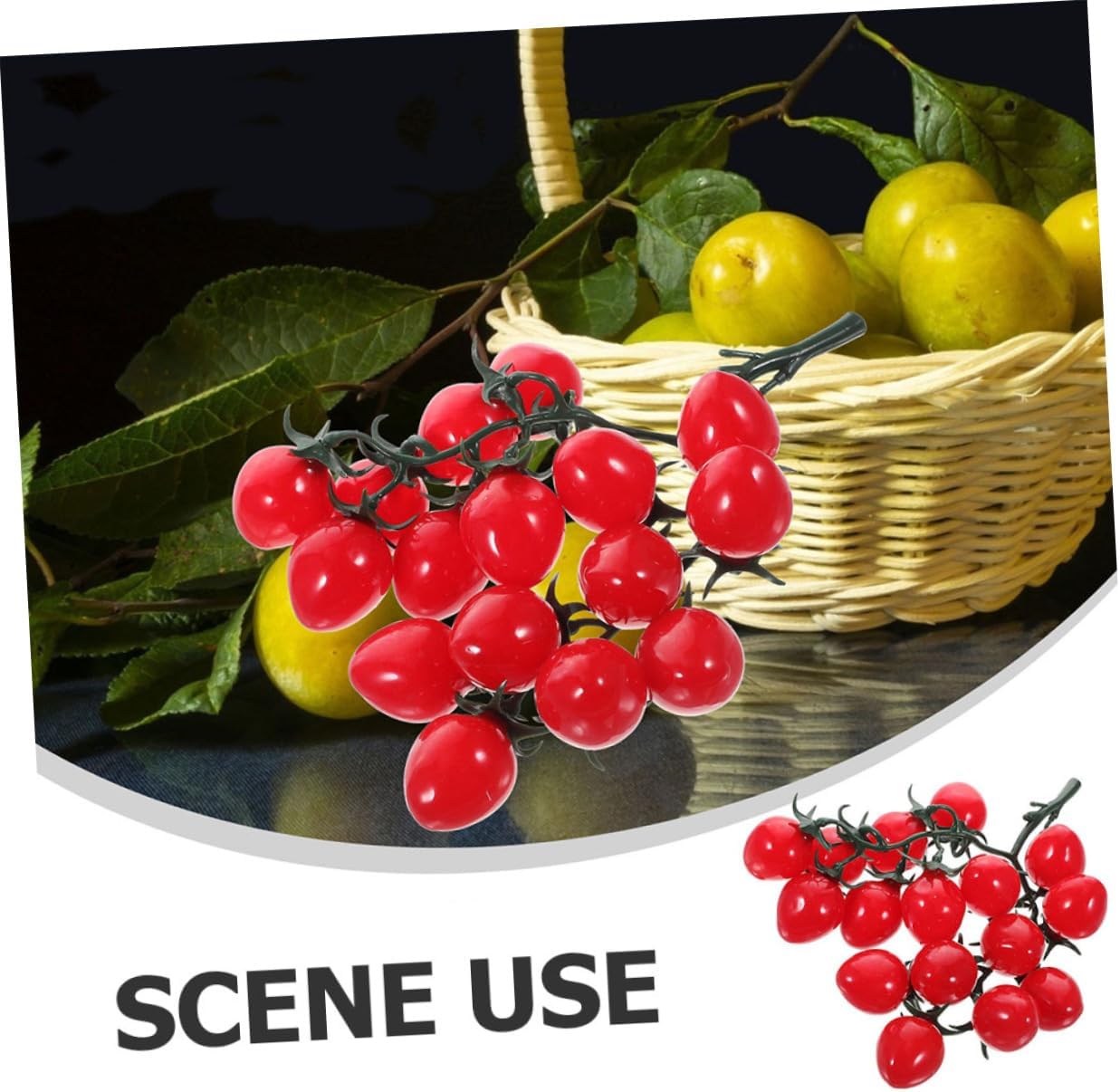 4pcs Lifelike Artificial Cherry Tomatoes for Home Kitchen Decor Realistic Simulation Fruit Props for Photography and Party Decorations