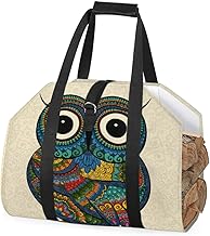 Padrão étnico Coruja Lenha Bolsa de Transporte de Lenha Bolsa de Transporte Interior Animal Coruja Saco de Armazenamento de Lenha Rack de Lenha de Fogo Exterior Lenha Bolsa de Transporte com Alças