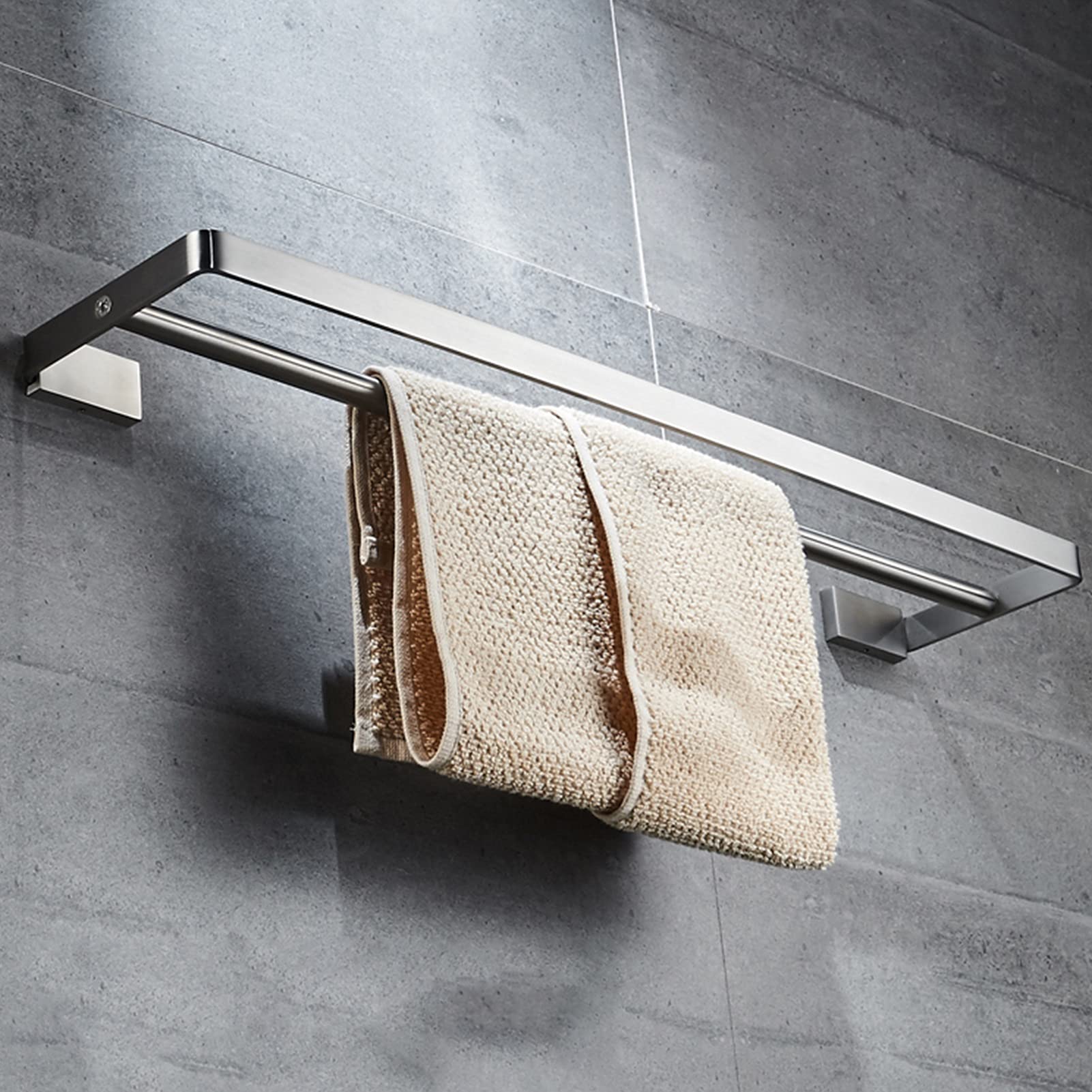 LMYSXAOZ Wall Mounted Tower Rails Holder Double Towel Bar, 304 Stainless Steel Rack for Bathroom Or Kitchen Accessory, Brushed Silver Finish, 40cm-80cm Optional (Size : 40cm)