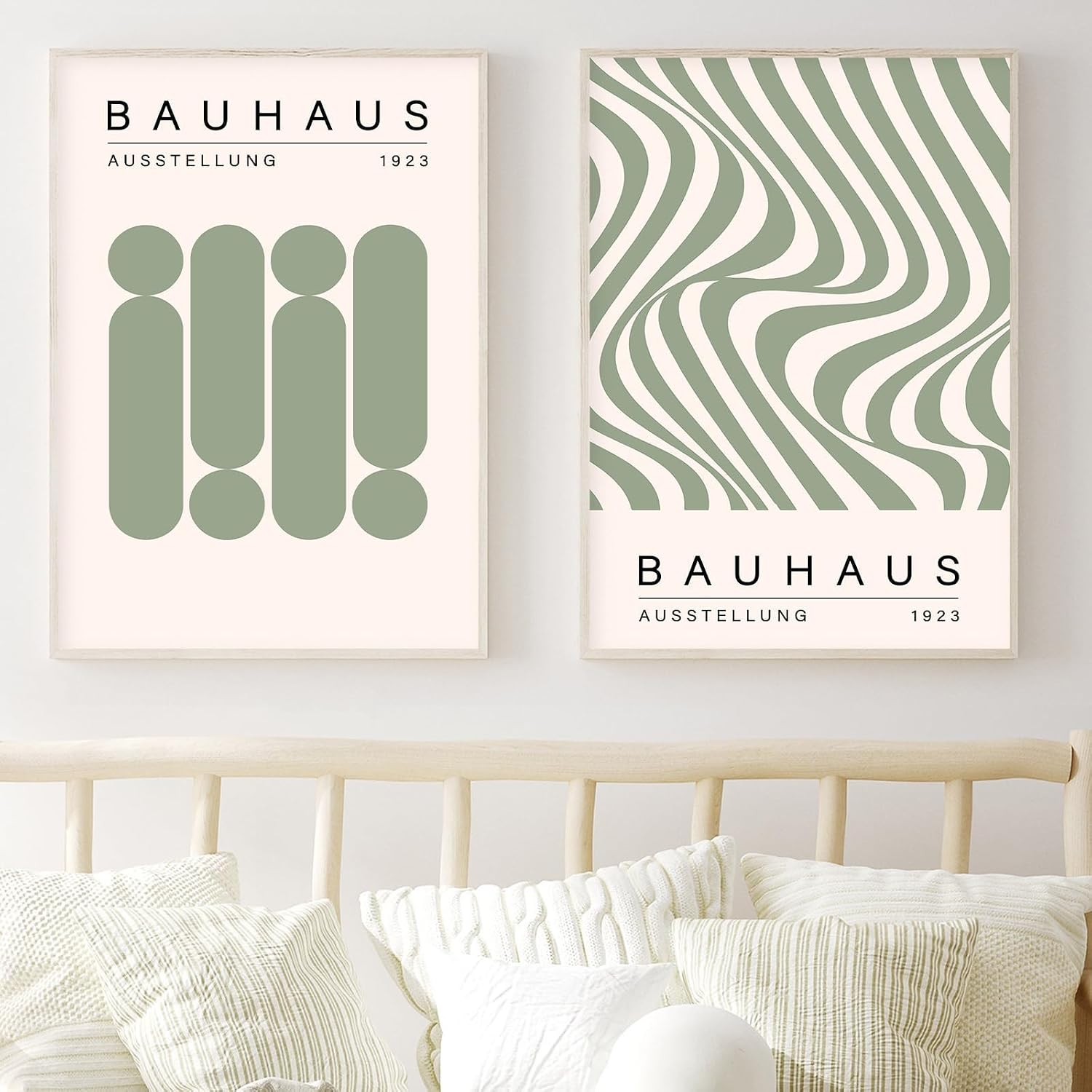 Geometric Line Wall Art Bauhaus 1923 Poster Sage Green Abstract Paintings Mid Century Modern Artwork Bauhaus Exhibition Poster Abstract Shape Prints Boho Modern Picture for Livingroom 16x24in Unframed