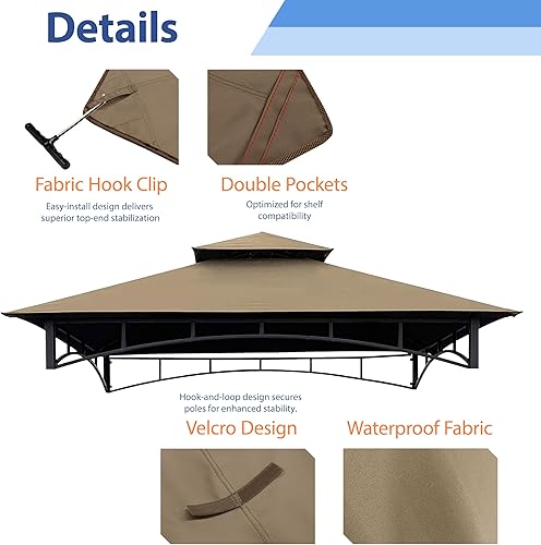 Miniatura 4 de EasyLee - Toldo de repuesto para kiosco, cubierta superior de 5 x 8 pies, cubierta superior para barbacoa de doble nivel, se adapta a los modelos de