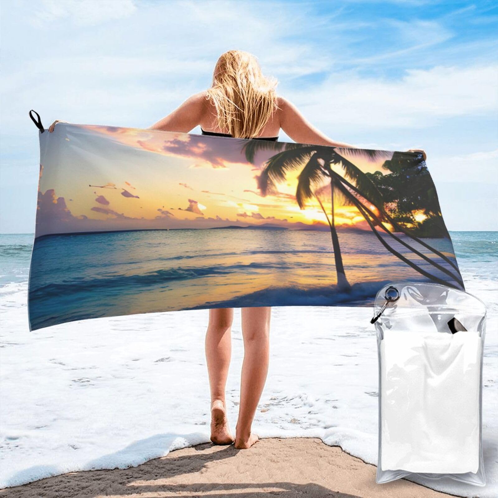 AYYQWE Breathtaking Jamaica Beach Print Lightweight Towel For Men Women Travel Beach Camping Hiking Yoga Swimming Sports