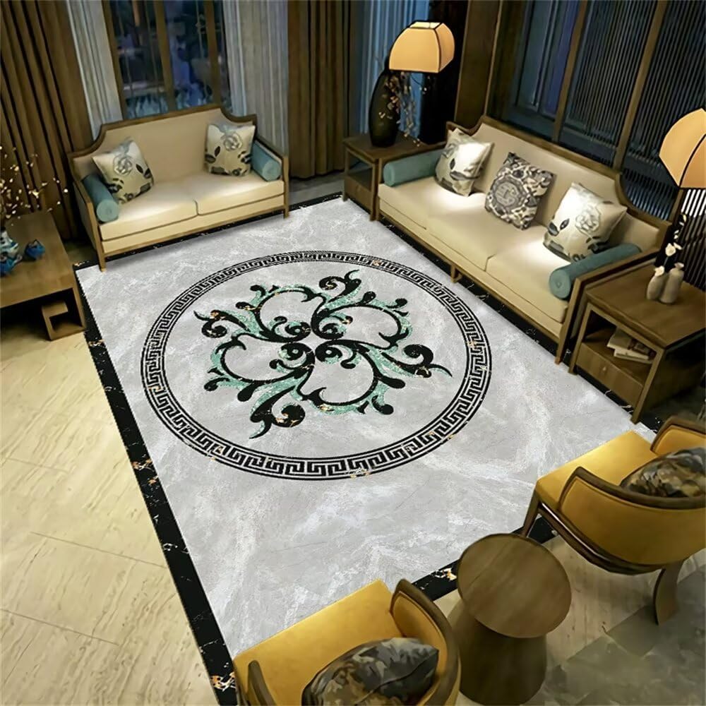 Tapis de salon gris rétro 120x200 pour créer un coin repas chaleureux