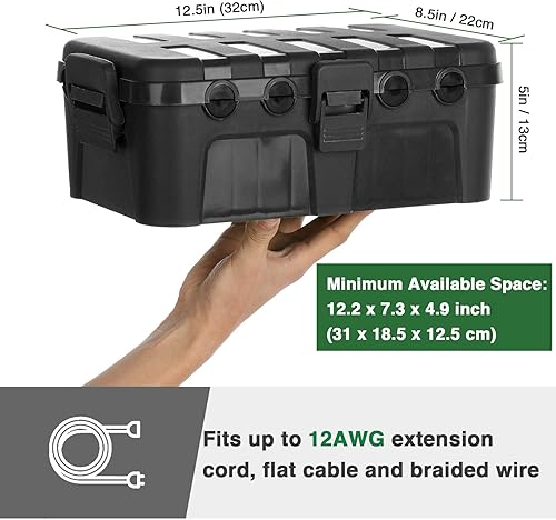 Miniatura 7 de Paquete de 3 fundas de seguridad para cable de extensión con sello impermeable, caja eléctrica grande para exteriores, cubierta de cable de