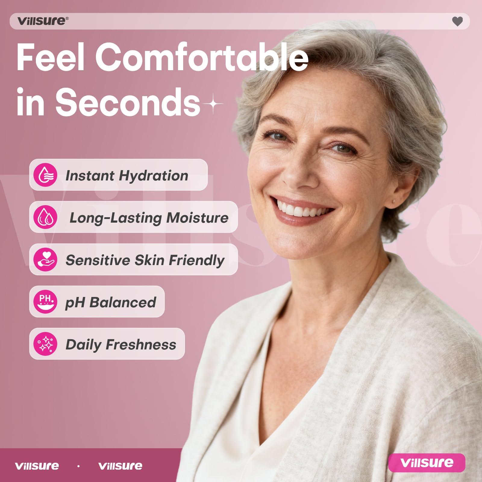Villsure Hyaluronic Acid Vaginal Moisturizer for Women – pH Balance Support Vaginal Care Gel – Helps Relieve Dryness & Support Vaginal Health – Fragrance-Free