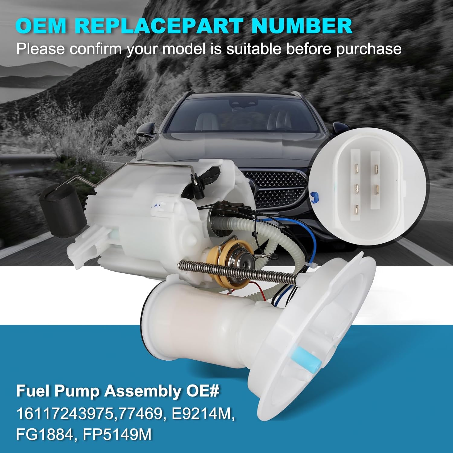 OTO-K Electric Fuel Pump Module Assembly with Sending Unit Compatible with BMW 228i 320i 328i 335i 428i M235i 435i xDrive, 2.0L 3.0L, Replace# 16117243975,77469, E9214M, FG1884, FP5149M