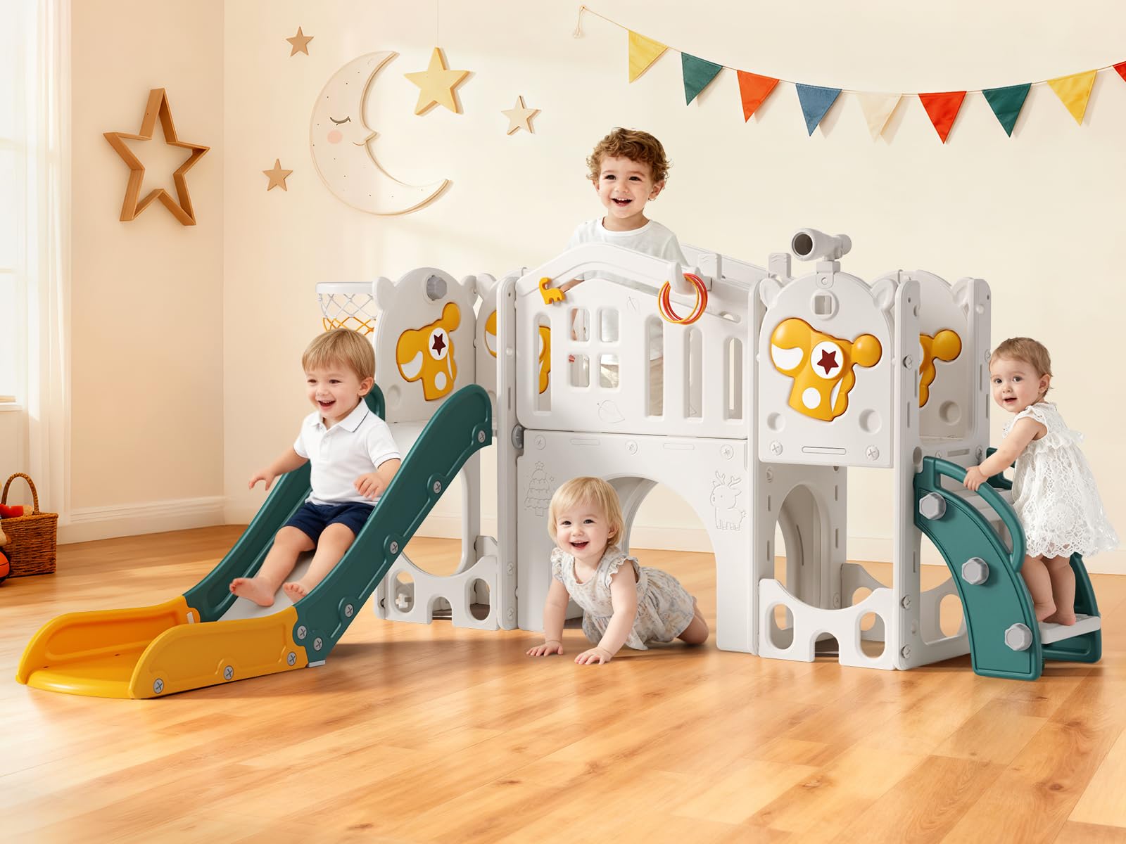 Toboggan pour Enfants 10-en-1,Toboggan pour l'intérieur et l'extérieur