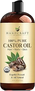 Handcraft Organic Castor Oil for Hair Growth, Eyelashes and Eyebrows - 100% Pure and Natural Carrier Oil, Hair Oil and Bod...