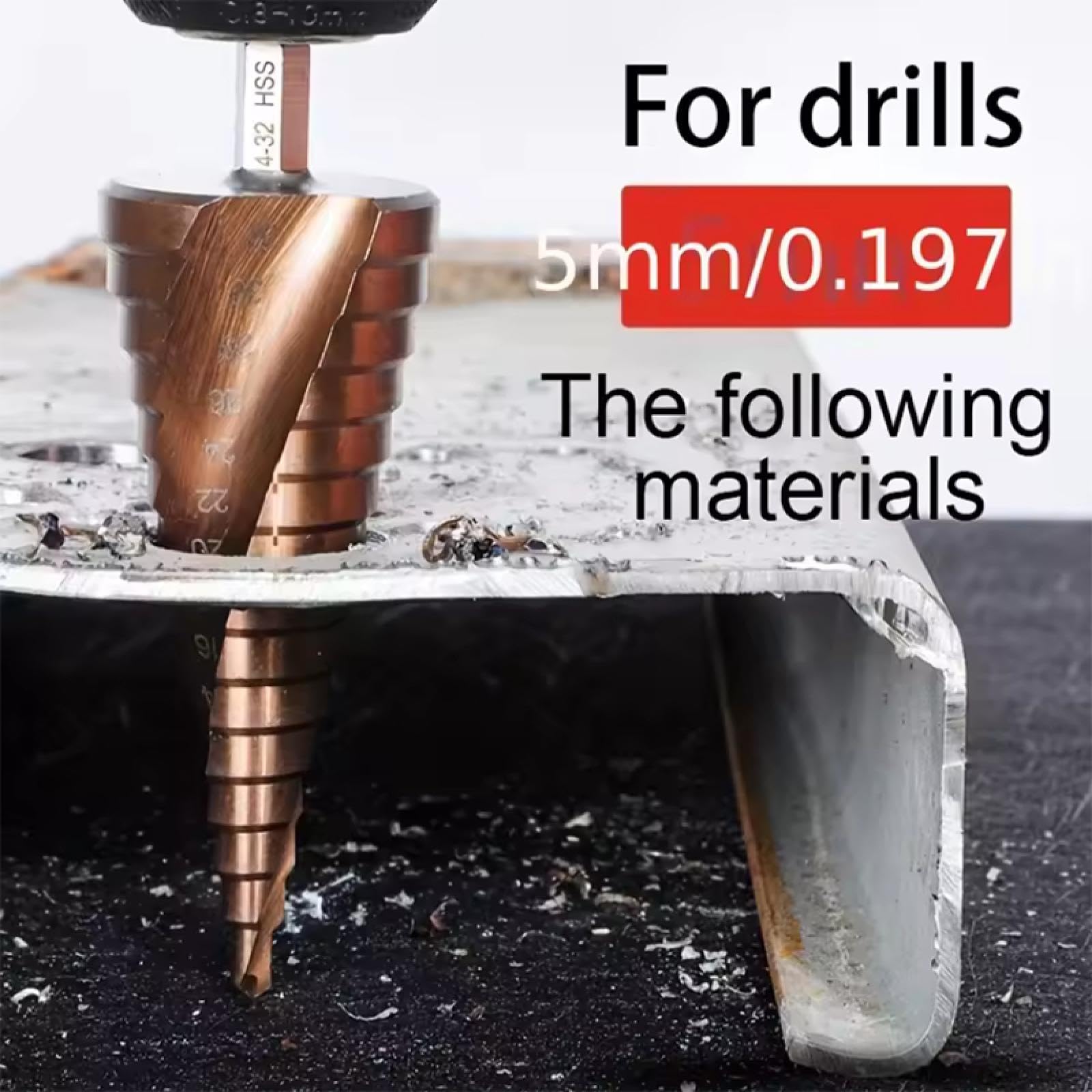4-12/4-20/4-32mm M35 Kobalt Wiertło stopniowe stożkowe HSS-co Wiertło HSS spiralne Rowek trójkątny Trzonek do stali nierdzewnej (4-32MM)