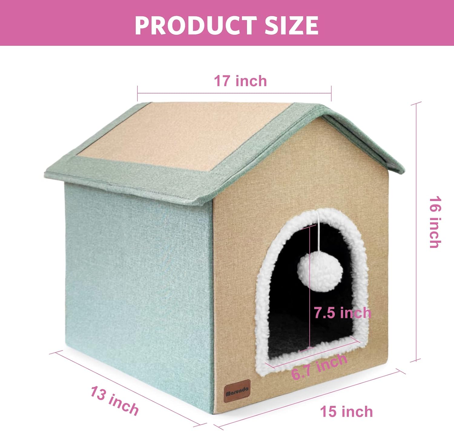 review MARUNDA Heated Cat Houses for Outdoor Cats in Winter, Heated cat House for Indoor and Kitty Shelter for Your Pet to Stay Warm and Cozy,Easy to Assemble.(2 Step Finish) (NO-Heated)