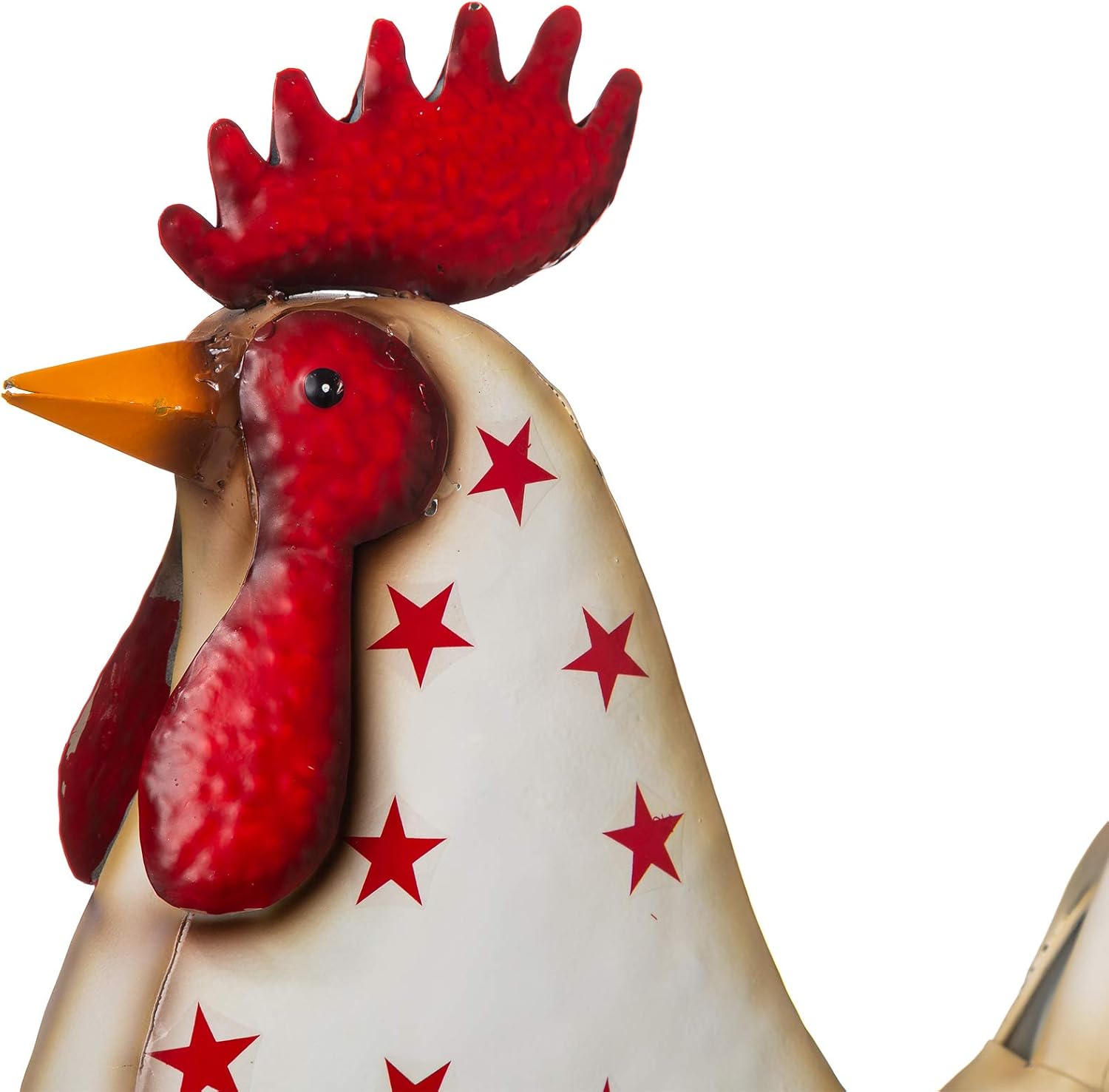 Glitzhome Metal Patriotic Rooster Statue, Rustic Yard Signs Porch Decor 21" H Garden Rooster Sculpture for 4th of July Independence Day USA Home Decor