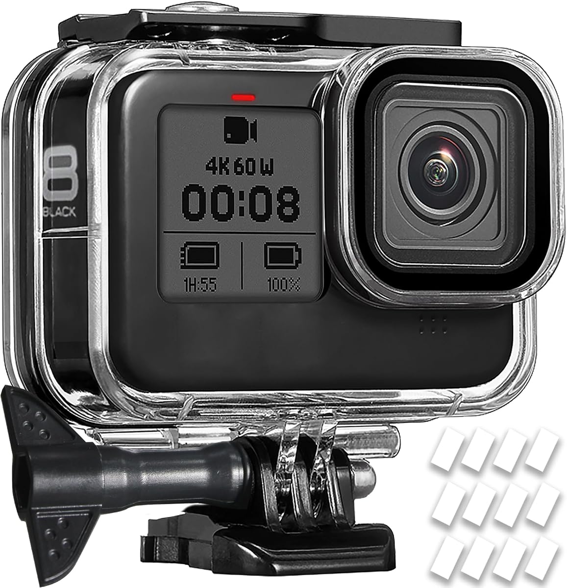 OKFUN wasserdichte Schutzhülle für Gopro Hero 8 Schwarz, 60M/196FT Unterwasser-Tauchschutzhülle für Go Pro Hero 8 Schwarz