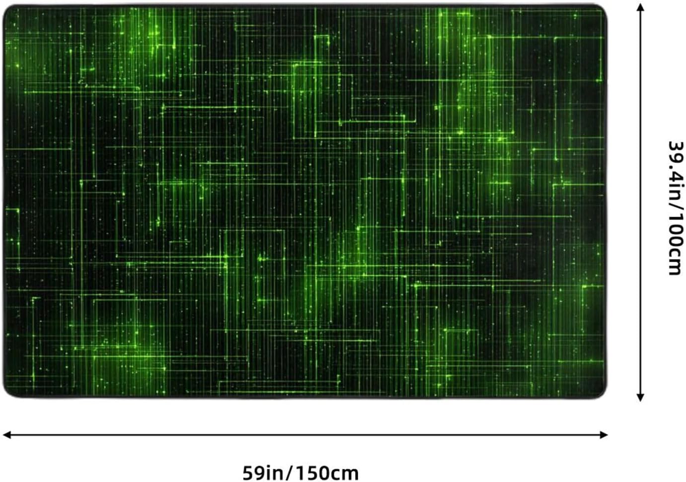 Area Rug Non-Slip Floor Mats Green Matrix Rugs for Living Room Doormat Vintage Living Room Rug Floor Carpet Washable Rugs for Bedroom Dining Home Decor Large Carpet 60x39 in