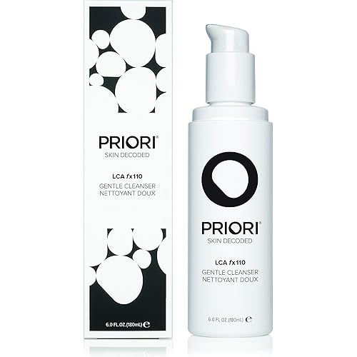 PRIORI Skincare Gentle Face Cleanser with Lactic Acid, Vitamins A, C, E Intense Hydration Light Exfoliation Women and Men All Skin Types Fragrance Free Dermatologist Tested 6 fl oz