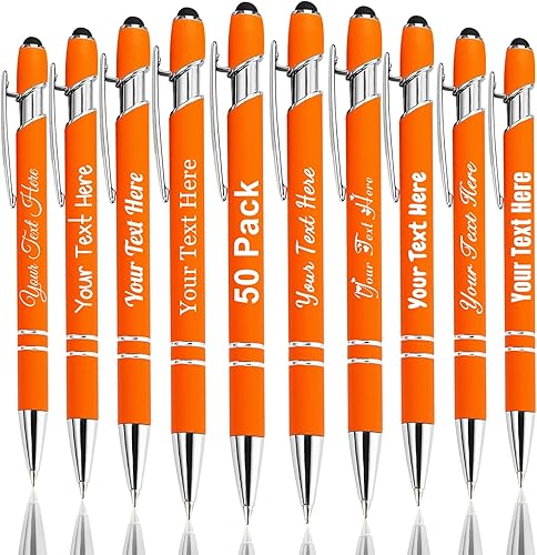 Miniatura 102 de Hasta 300 bolígrafos personalizados a granel con nombre personalizado con grabado gratis, puntas de lápiz capacitivo grabado, bolígrafo para Púrpura