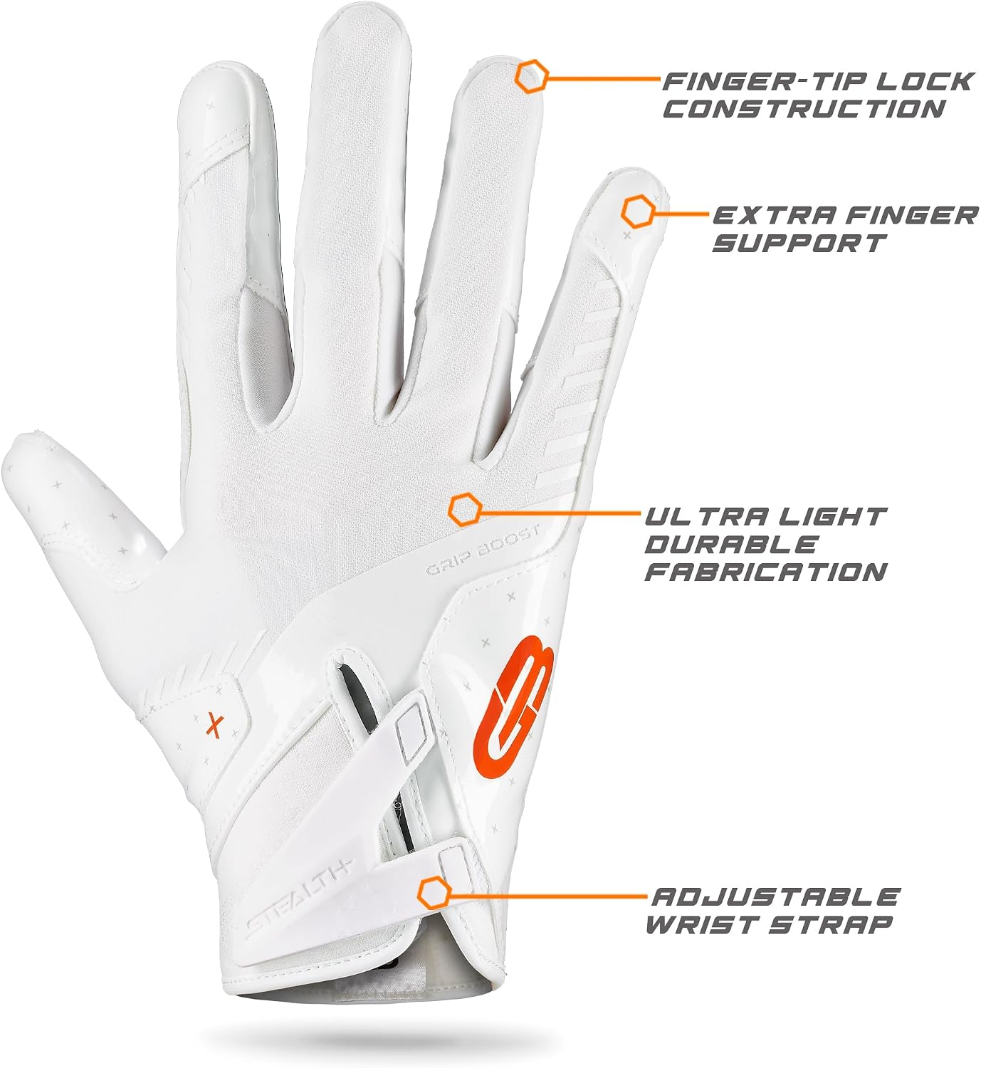 Grip Boost Football Gloves - Peace Stealth 6.0 Boost Plus Sticky Technology - Adult and Youth Football Gloves for Wide Receiver - Men's and Boys Sizes