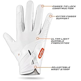 Grip Boost Football Gloves - Peace Stealth 6.0 Boost Plus Sticky Technology - Adult and Youth Football Gloves for Wide Receiver - Men\'s and Boys Sizes (White/Orange, Youth Small)