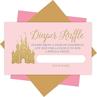 Hadley Designs 25 Baby Shower Diaper Raffle Tickets For Baby Shower Girl - Princess Baby Shower Games For Girls, Baby Raffle Tickets, Baby Shower Invitation Inserts, Baby Shower Ideas