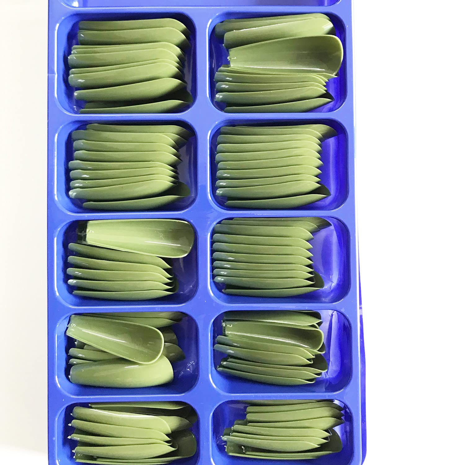100 Pieces Ballerina Nails Fake Coffin Nails Acrylic False Full Cover Nails Natural Artificial Fingernails 10 Sizes (RIFLE GREEN)-image-16