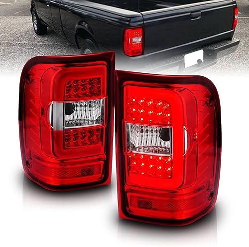 Miniatura 18 de AmeriLite for 2001-2011 Ford Ranger C-Type LED Tube Crystal Chrome Replacement Brake Tail Lights - Passenger and Driver Side