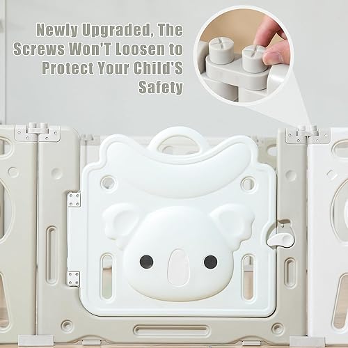 Miniatura 6 de Corralito plegable para bebés y niños pequeños, 14 paneles extra grande, valla y puerta portátil para bebés, gris y blanco, de 6 meses a 3 años