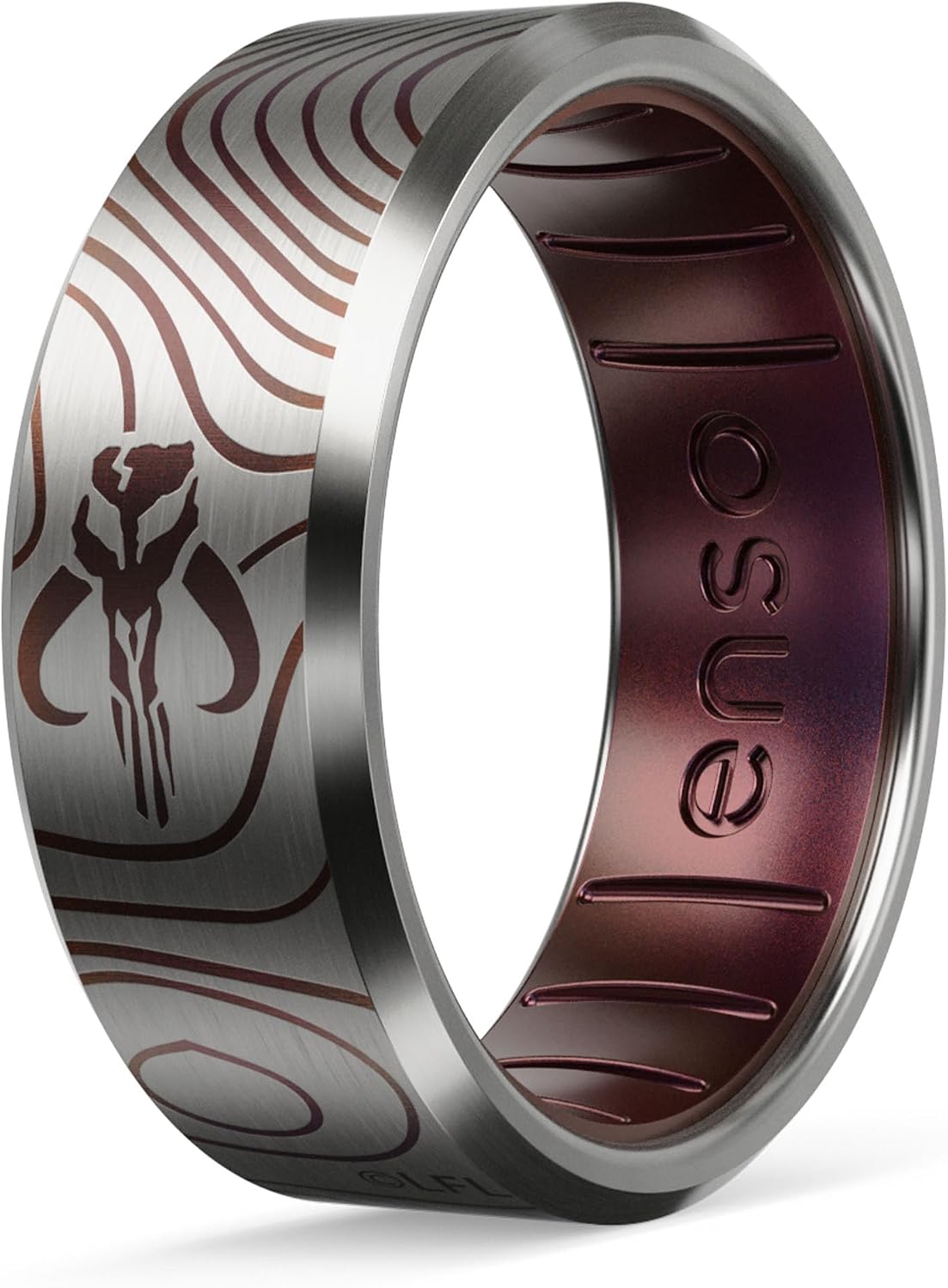 Enso Rings Bevel Hybrid Ring - Durable Brushed Outer Metal - Comfortable and Premium Inner Silicone Rings