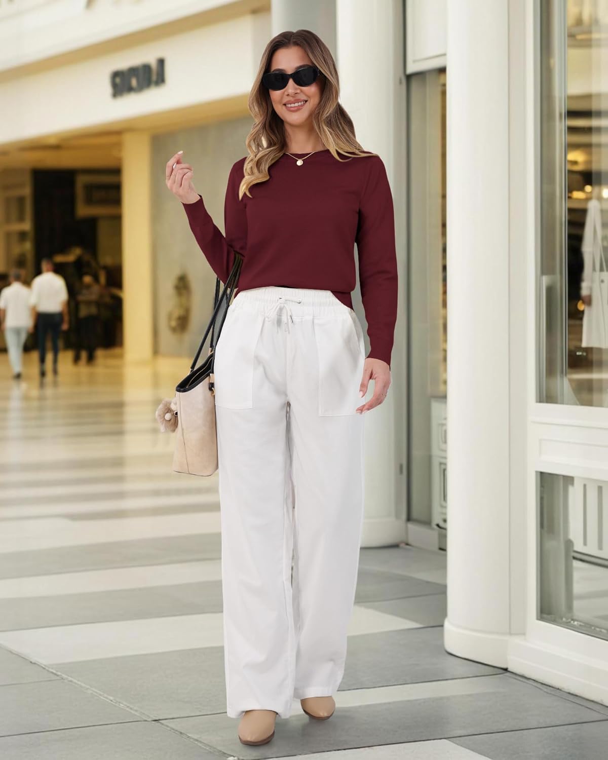 Womens Wool Blend Pullover Sweaters Crew Neck Classic Dressy Elegant Long Sleeve Fall Winter Sweater Top - Image 6