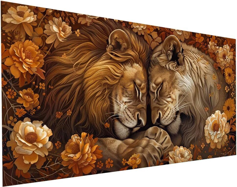 Peinture diamant 5D lion xxl pour sublimer la decoration de votre salon